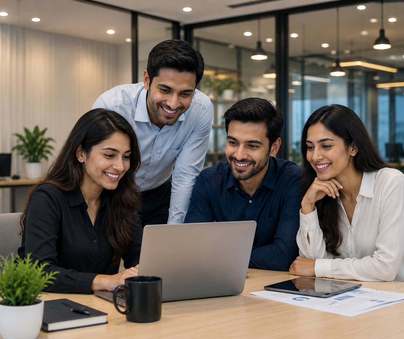 HelloVerify team working together in the office