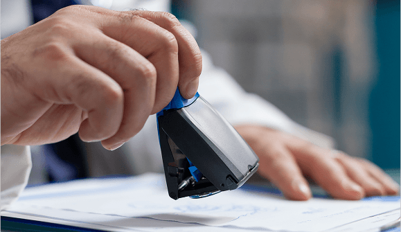 Healthcare professional verifying credentials